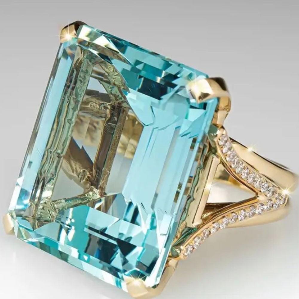 Neiman Marcus 18k Gold Finish & Aquamarine Ring